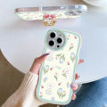 ZeroQiQi for Vivo Y17S Back Cover With Free Holder Holder Flower Bunny Wavy Wavy Phone Case Camera Protection Transparent TPU Soft Cover for Girls. 