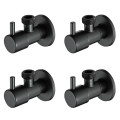 4X Black Angle Valve 304 Stainless Steel Water Stop Valve Leak-Proof Water Cold and Hot General Bathroom Accessories.