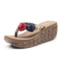 Summer Beach Sandals Women Flower Flip-flops Bohemian Beach Beaded Women Wedge Sandals Non-slip Outdoor Slippers 7cm Heels Superman. 