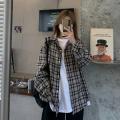 Spring and Autumn Plaid Shirt Coat Women's Clothing Design Sense Niche Shirt 2021 New Retro Hong Kong Style Long-Sleeved Top.