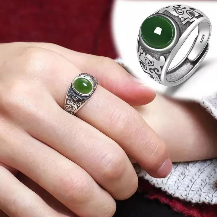 Adjustable%20Size%20Vintage%20Silver%20Jade%20Stone%20Ring%20for%20Men%20and%20Women%20-%20Stylish%20Fashionable%20Design%20-%20Image%202
