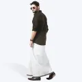 Trendsetter -Upscale Living -white colour MTM lungi for men 100% cotton,lungi,- Inventive Choice Preferble - Low Hassle and Maintanance.