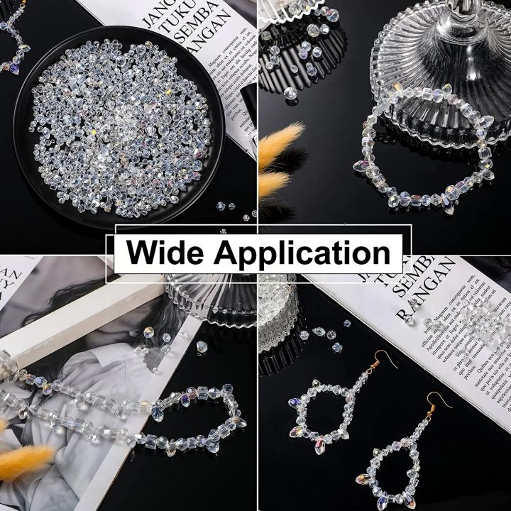 300pcs%20Mixed%20Sizes%20Crystal%20Rondelle%20Light%20AB%20Gems%20Loose%20Beads%20Clear%20Crystal%20Glass%20Crafts%20Shiny%20Jewelry%20DIY%20Necklace%20Kit%20-%20Image%202
