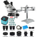 4K 2K HDMI USB Digital Microscope Camera 3.5X-90X Double Boom Zoom Simul Focal Trinocular Stereo Microscope Phone Repair Tools.