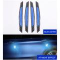 4 Pcs Super Blue Reflective Stickers Fiber Strips Car Side Door Edge Bumper Anti-Scratch Protection Guards Trim Stickers Universal. 