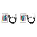 2X RGB Controller DC5V USB 5V 24 Keys Remote Wireless Controller for COB SMD 3528 5050 RGB Tape Lights.