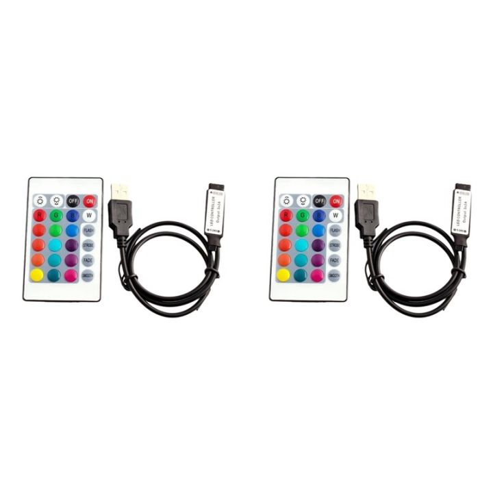 2X RGB Controller DC5V USB 5V 24 Keys Remote Wireless Controller for COB SMD 3528 5050 RGB Tape Lights
