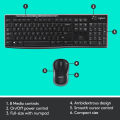 Logitech MK270 Wireless Keyboard and Mouse Combo for Windows, 2.4 GHz Wireless, Compact Wireless Mouse, 8 Multimedia & Shortcut Keys, 2-Year Battery Life, PC/Laptop - Black. 
