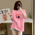 Summer Short Sleeve T Women's Extra Large Size T-shirt 2-300 Jin Loose Fat mm Casual Slimming Slim Fit Mid-Length Printed Top. 