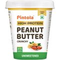 Pintola High Protein All Natural Peanut Butter | Unsweetened | 37% Protein | Imported Whey Protein and Roasted Peanuts (Crunchy, 1kg). 