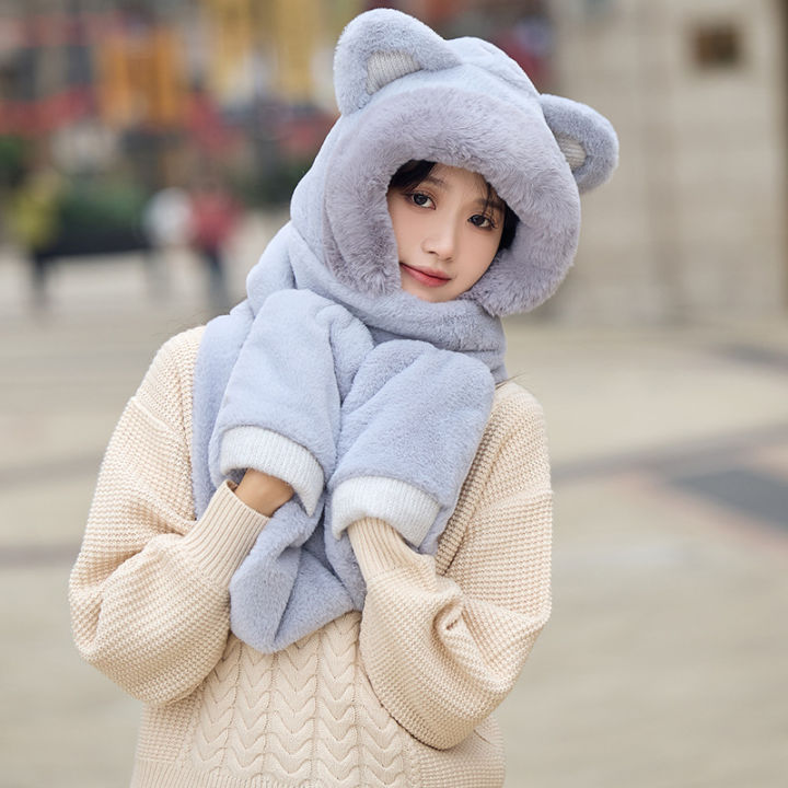 Bear%20hat,%20scarf,%20gloves,%20one-piece%20three-piece%20set%20for%20women,%20autumn%20and%20winter,%20Korean%20version%20of%20students,%20cute%20thickened%20knitted%20plush%20hat%20-%20Image%203