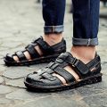 Comfortable Handmade Sandals Men Sandals  Leather Soft Summer Men's Shoes Retro Sewing Casual Beach Shoes Big Size 38-46. 