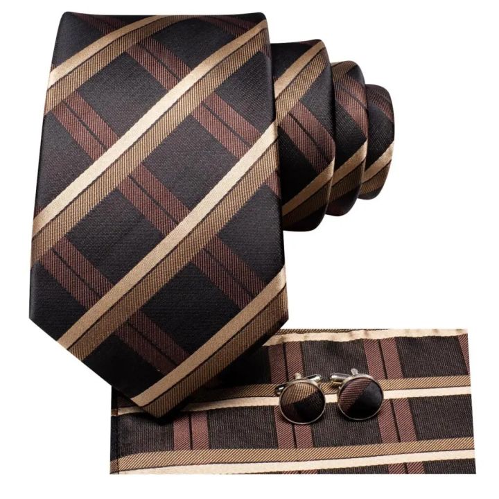 %E3%80%90Bestselling%20Product%E3%80%91%20Black%20Brown%20Silk%20Ties%20For%20Men%202024%20Classic%20Plaid%20Check%20Business%20Wedding%20Mens%20Neck%20Tie%20Handkerchief%20Cufflinks%20Gift%20For%20Men%20Hi-Tie%20-%20Image%207
