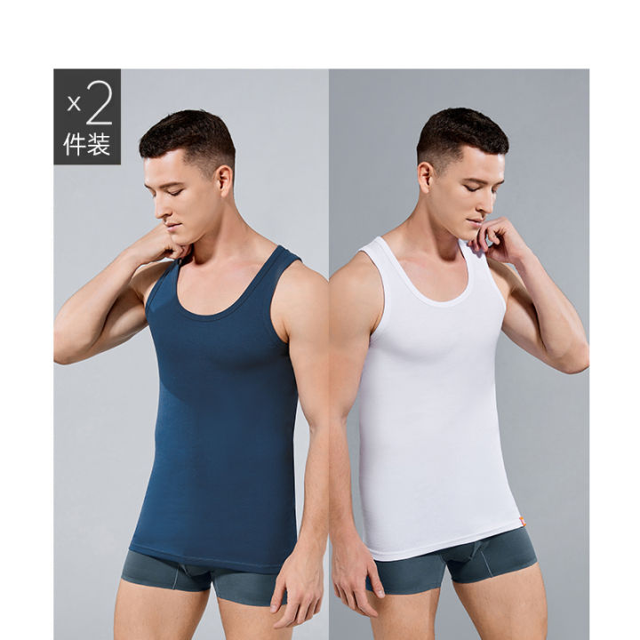 Mosini【100%Pure Cotton】Men's Cotton Vest Summer Youth Sports Slim-Fitting Underwear Sweat Shirt Sleeveless