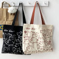 Canvas Bags Handbag For Women Shopper Cute Cat Tote Bag With Zipper Designer Bag Cartoon Shoulder Bags. 