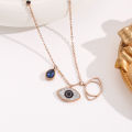 Best Selling Fashion Jewelry Non Tarnish Zirconia Devil Eyes Pendant Necklace Stainless Steel Rose Gold Plated Blue Eye Necklace. 