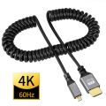 4K 60HZ Micro mini HDMI TO HDMI Coiled Extension Flexible Spiral Cable Male to Male Plug Cable HDMI-Compatible For Computer PC. 