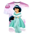 Summer Girls Jasmine Princess T-Shirt Fashion New T Shirts Harajuku Print Casual 3D Disney Series Tops Tees 1-14 Y. 
