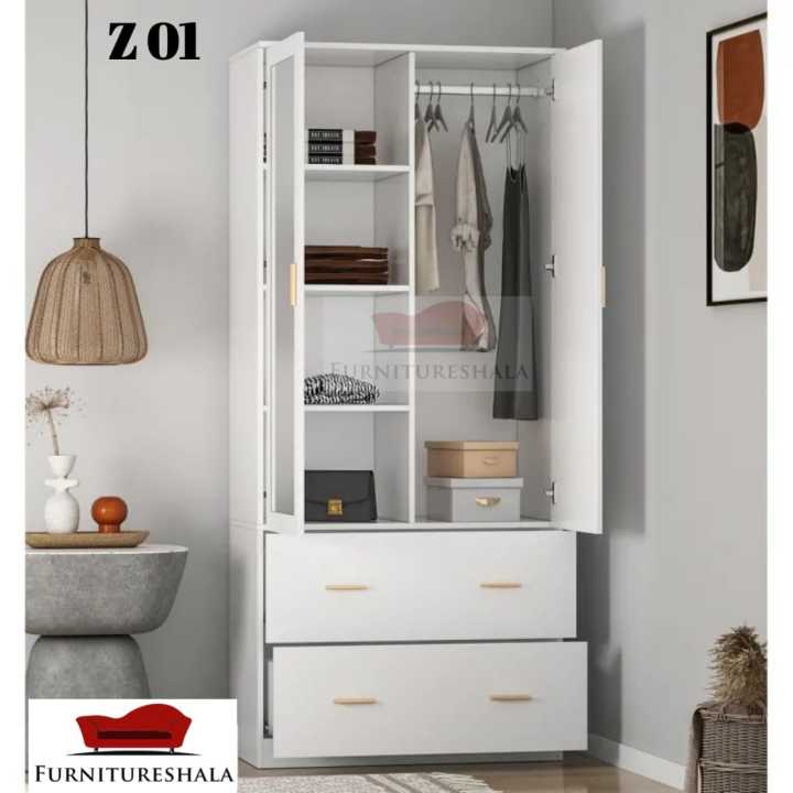 FurnitureShala 2 Door Almira with 2 Drawer / Cupboard Almirah /  Almirah  (6 feet by 2 feet by 16 inches )