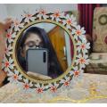 হাতে আঁকা কাঠের মাঝারি দেয়ালের আয়না - mirror.
