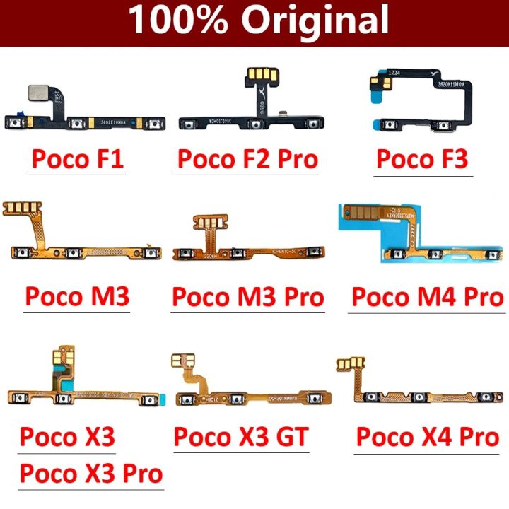 Original For Xiaomi Poco F1 F2 F3 M3 M4 X3 GT X4 Pro 4G 5G Power Switch On / Off Button Volume Key Button Flex Cable