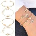 4 Pcs/set Bohemian Triangle Arrow Dream Catcher Bracelet Set for Women Fashion Simple Open Bracelets Bangles Jewelry Wholesale. 