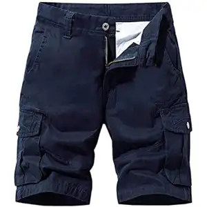 Summer Cotton Cargo Short Pant for Men navy blue
