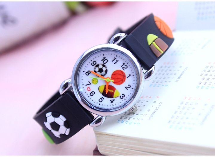 【Daily Necessities For Anyone Store】New Cartoon fashion silicone football kids Watch Girls Boys Students Quartz Wristwatches kol saati clock