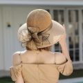 New Flower Summer Sun Hats For Women Beach Beige Organza Tea Party Hat Elegant Ladies Church Kentucky Derby Wide Brim Fedoras.