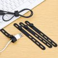 5 Pcs/ Set Portable 4 Holes Adjustable Silicone Wire Manager Ties Space Saving Data Cable Organizer Strap Computer Mouse Line Winder Tape. 