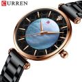 CURREN 9072 Watches for Women Luxury Brand CURREN Elegant Thin Quartz Wristwatch with Stainless Steel Simple Female Clock - Black And Rose Gold. 