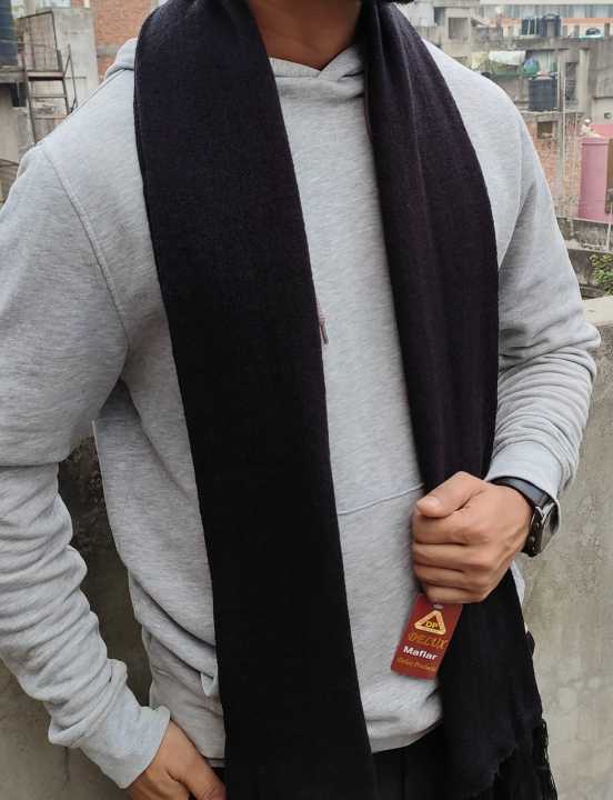 Black Winter Woolen Scarf, Soft Mafler Stylish Fashion Mafler For Men And Women