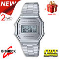 (Ready Stock) G .Shock Men Sport Digital Classic Square Watch Shockproof and Waterproof Stainless Steel Band Sports Business Wrist Watches with 2 Year International Warranty A168WEM-7D.