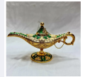 Aladin Lamp / Prodip Showpiece Magic Lamp/ Classic Metal Carved Aladdin Lamp Light Wishing Tea Oil Pot and jewelry box. 