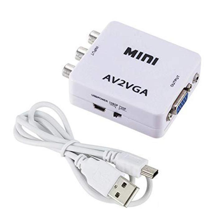 Mini HD AV2VGA Video Converter Convertor Box AV RCA CVBS to VGA Video Converter Conversor with 3.5mm Audio to PC HDTV Converter - Hdmi Cable