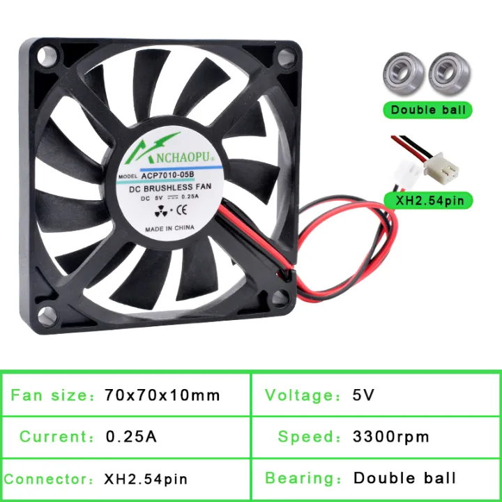 ACP7010%207cm%2070mm%20fan%2070x70x10mm%20DC5V%2012V%2024V%202pin%202%20wires%20for%20the%20cooling%20fan%20of%20the%20chassis%20power%20supply%20charger%20inverter%20-%20Image%202