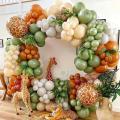Jungle Safari Green Balloon Garland Arch Kit Kids Birthday Party Supplies Deer Pattern Gold Latex Ballons Baby Shower Decoration Luhuai CVC. 