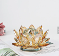 Wedding home decoration colorful crystal crafts multiple sizes crystal lotus flower ornament.