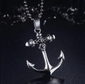 Silver Stainless Steel Anchor Curb Chain Necklace.