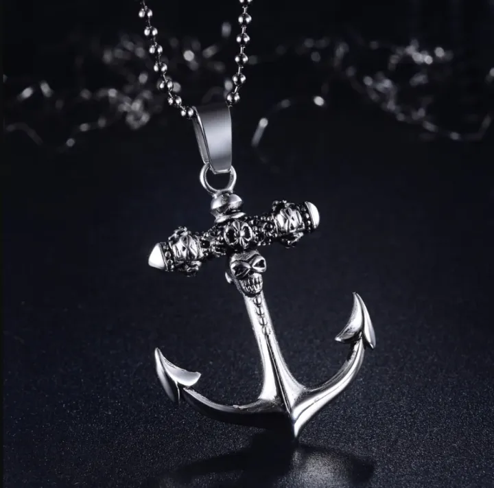 Silver%20Stainless%20Steel%20Anchor%20Curb%20Chain%20Necklace%20-%20Image%202