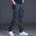 Navy Blue Twill Cargo Pants for Men.