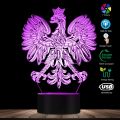 Polish Coat of Arms Polska 3D Optical illusion USB Light Home Decor Patriotic Polish Eagle Falcon LED Novelty Desk Night Lamp. 