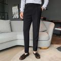Business Pants Straight Bottoms Streetwear Washable Buttons Suit Pants Men Pants for School. 