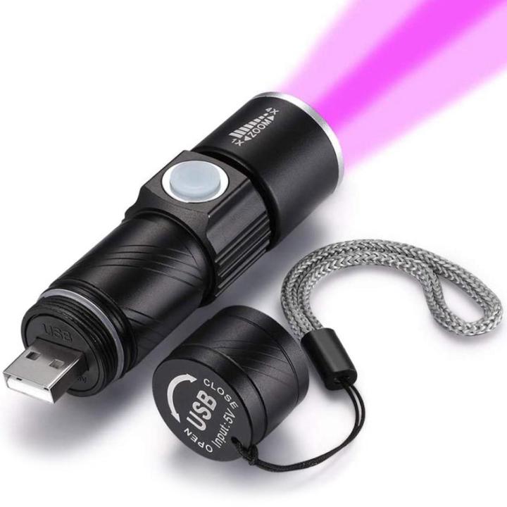 【Must-Have Gadgets】 395nm UV light flahlight Blacklight UB rechargeable LED flahlight