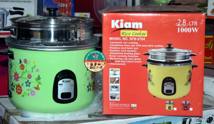 Kiam Rice Cooker 2.8 Ltr Double Pot SS+Non Stick