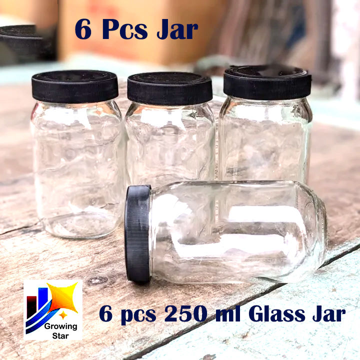 250ml,%2006/12%20pcs%20glass%20jar%20for%20kitchen%20&%20dining.%20Glassware%20Food%20Container%20with%20New%20Black%20Cap.%20-%20Image%202