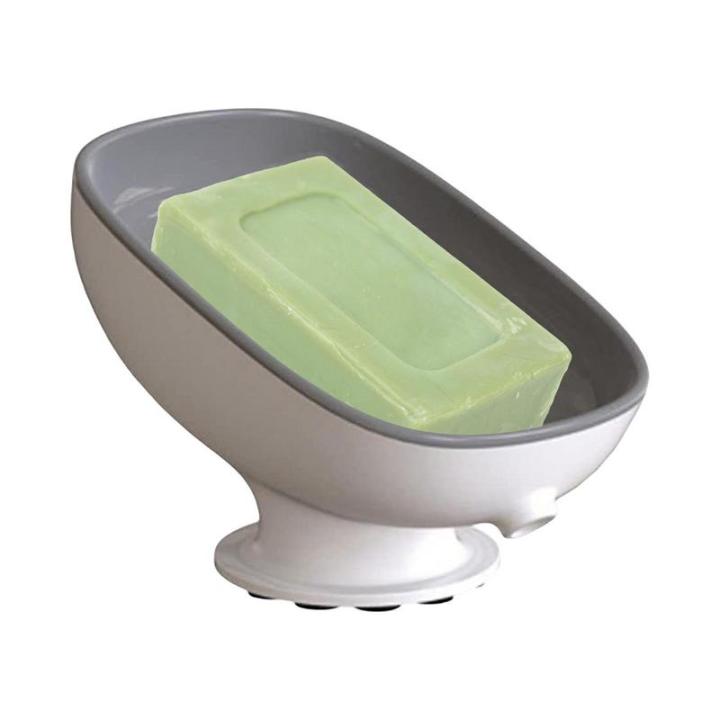 Soap Box Self-Draining Soap Storage Rack Suction Cup Soap Dish Soap Saver Tray Bathroom Artifact 20-degree Tilt