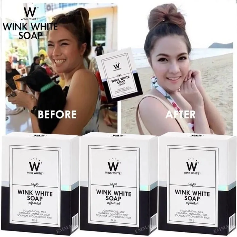 Wink White Soap 80g Brightening whitening body and face 4. GLUTA WINK WHITE SOAP from Thailand