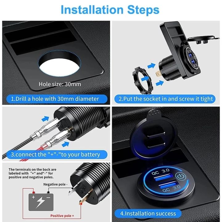 Quick%20Charge%203.0%20Dual%20USB%20Fast%20Car%20Charger%20Socket%20Accessories%20Waterproof%2012V/24V%20QC3.0%20Power%20Outlet%20with%20Touch%20Switch%20Led%20Light%20-%20Image%206