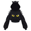 Women Long Sleeve Hoodies Kawaii Cat Ears Hoodie Gothic Punk Harajuku Cold Shouler Bandage Gothic Black Sweatshirts 2021.
